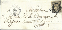 1N1 --- Dordogne THIVIERS Grille 20c Noir - 1849-1876: Periodo Classico