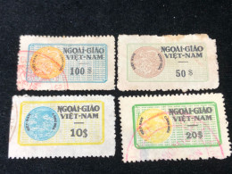 Vietnam South Stamps Before 1975(10/20/50/100 $ Wedge PAPER Ngoai Giao) 4pcs 4 Stamps Quality Good - Collections