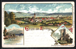 Lithographie Eferding, Ortsansicht, Aussichtsturm Am Maihoferberg  - Other & Unclassified