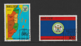 BELIZE 1982 Carte Et Drapeau YT BZ572 Et 573 Obl. - Belize (1973-...)