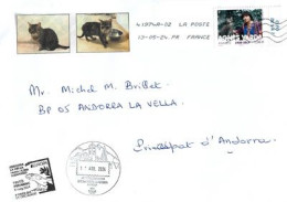 Les Chats D'Agnès Varda, Lettre De France à Andorre, Avec Timbres à Date Arrivée - Katten