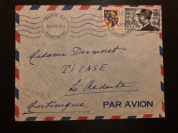 LETTRE Par Avion Pour La MARTINIQUE TP MARECHAL DE LATTRE DE TASSIGNY 12F + DAUPHINE 3F OBL.MEC.26 III 55 PARIS 53 - Posttarife