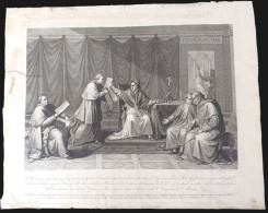 1815 - 1820 INCISIONE ALESSANDRO CONTARDIA.  PAPA PIO VII CONSEGNA LE CARTE DEL CONCORDATO - Estampes & Gravures