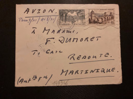 LETTRE Par Avion Pour La MARTINIQUE TP CAHORS 12F + MARSEILLE 8F OBL.MEC.3-11 1957 PARIS GARE MONTPARNASSE - Tarifas Postales