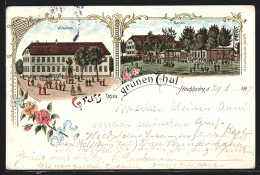 Lithographie Hochheim / Erfurt, Gasthaus Zum Grünen Thal Mit Garten  - Erfurt