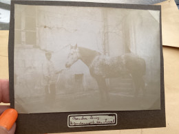 Photo Snapshot 1900 BOURDON-LANCY Le Gendarme Et Son Cheval Gendarme à Côté De Son Cheval - Anonyme Personen