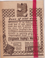 Pub Reclame - Auping Matras - Deventer - Orig. Knipsel Coupure Tijdschrift Magazine - 1925 - Non Classés