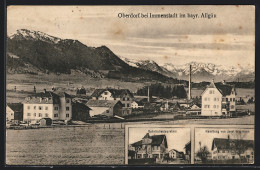 AK Oberdorf Bei Immenstadt, Bahnhofrestaurant, Handlung Von Josef Wegmann, Blick In Den Ort  - Immenstadt