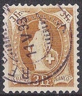 Schweiz Suisse 1891: 14 Vertikalzähne KZ I Zu 72A Mi 64XA Yv 80  3 Fr Braun Mit ⊙ REBSTEIN 11.V.98 (Zu CHF 30.00) - Used Stamps