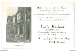 AULT - ONIVAL (80). Photo-carte Publicitaire Rare : Hôtel Pierrot Et Du Casino (rue Ernest Jamart). - Ault