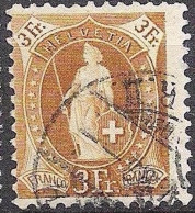 Schweiz Suisse 1891: 14 Vertikalzähne KZ I Zu 72A Mi 64XA Yv 80  3 Fr Braun Mit ⊙ ZÜRICH RIII XI.99 (Zu CHF 30.00) - Used Stamps