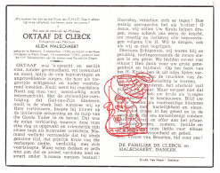 DP Oktaaf De Clerck 59j. ° Stekene 1906 † Klein-Sinaai 1965 X Alida Malschaert - Devotion Images