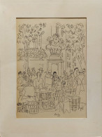 Dessin Scène De Marché D'après Dufy - Drawings