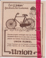 Pub Reclame - Fietsen Union , Dedemsvaart- Orig. Knipsel Coupure Tijdschrift Magazine - 1925 - Zonder Classificatie