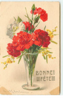 C. Klein - Bonne Fête - Bouquet D'Oeillets Et De Mimosa Dans Un Vase - Klein, Catharina