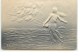 Carte Gaufrée - Représentation De Timbres - La Semeuse D'après Roty - Gris - Briefmarken (Abbildungen)