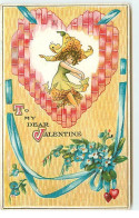 Carte Gaufrée - To My Dear Valentine - Fillette Dans Un Coeur - Saint-Valentin