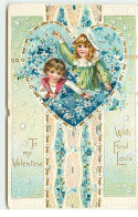 Carte Gaufrée - To My Valentine With Fond Love - Couple Dans Un Coeur - Valentine's Day