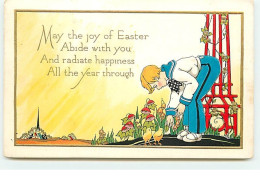 Carte Gaufrée - May The Joy Of Easter ... All The Year Through - Garçon Avec Des Poussins - Pâques
