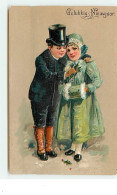 Carte Gaufrée - Gelukkig Nieuwjear - Couple D'enfants - New Year