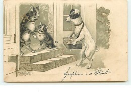 Carte Gaufrée - Chien Et Chats - Hunde