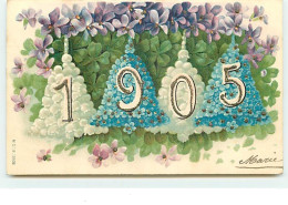 Carte Gaufrée - 1905 - Clochettes - Año Nuevo