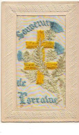 Carte Brodée - Souvenir De Lorraine - Croix De Lorraine - Bestickt