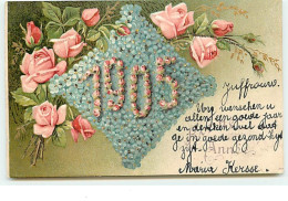 Carte Gaufrée - 1905 - Bonne Année - Roses - Nieuwjaar