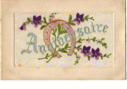 Carte Brodée - Anniversaire - Fleurs Et Fer à Cheval - Embroidered