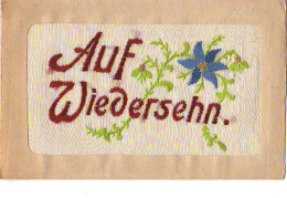 Carte Brodée - Auf Wiedersehn - Fleur - Embroidered