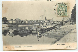 CORBEIL - Vue D'ensemble - Péniches, Femmes Lavant Du Linge - Corbeil Essonnes