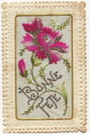 Carte Brodée - Bonne Fête - Oeillet - Embroidered