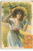 Fantaisie - Jeune Fille Portant Une Rose Et Un Chapeau De Paille - Mujeres