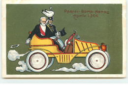 Satirique - Loubet Et Victor Emmanuel III En Voiture - Parigi - Roma - Napoli - Aprile 1904 - Sátiras