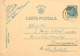 Romania Postal Card Royalty Franking Stamps 1940 Timisoara - Rumania