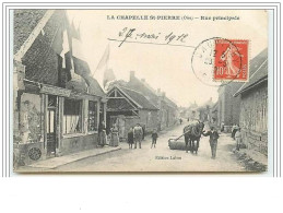 LA CHAPELLE SAINT-PIERRE Rue Principale Homme Avec Un Rouleau Agricole Café Du Centre Lebon - Andere & Zonder Classificatie