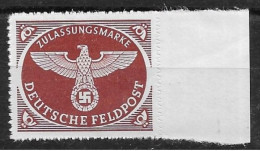 Deutsches Reich 1942- Feldpost-Zulassungsmarke ** - Feldpost 2da Guerra Mundial