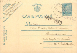 Romania Postal Card Royalty Franking Stamps 1935 Timisoara Censored - Roemenië