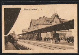 AK Mittweida, Bahnhof Mit Dampflokomotive  - Mittweida