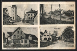 AK Beimerstetten, Gasthof Zur Post, Bahnhof, Kirche  - Autres & Non Classés