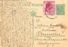 Romania Postal Card Royalty Franking Stamps 1937 Bruxelles - Roumanie