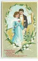 Fantaisie - Carte Gaufrée - Langage Des Fleurs - Couple Entouré De Muguet - Otros & Sin Clasificación