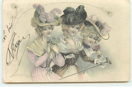 A & MB N°179 - Trois Jeunes Femmes Avec De Beaux Chapeaux à Plumes - Femmes