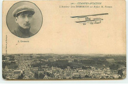 ETAMPES Aviation - L'Aviateur Léon Debergue Sur Biplan M. Farman - Aviatori