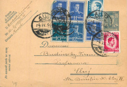 Romania Postal Card Royalty Franking Stamps Cluj 1946 - Rumania