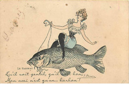 Illustrateur - F. Chamouin - Le Barbeau - Jeune Femme Assise Sur Le Dos D'un Poisson - Altri & Non Classificati