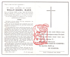 DP Willy Emiel Raes / De Schepper 23j. ° Belsele Sint-Niklaas 1931 † 1954 - Imágenes Religiosas