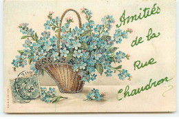 PARIS X - Amitiés De La Rue Chaudron - Myosotis Dans Un Panier - Carte à Paillettes - Distretto: 10