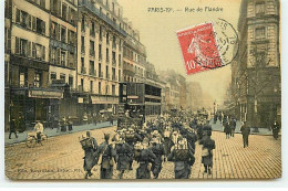 PARIS XIX - Rue De Flandre - Militaires, Tramway à Deux étages, Commerces - Distrito: 19