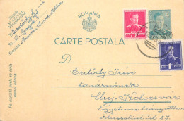 Romania Postal Card Royalty Franking Stamps Cluj 1926 - Roumanie